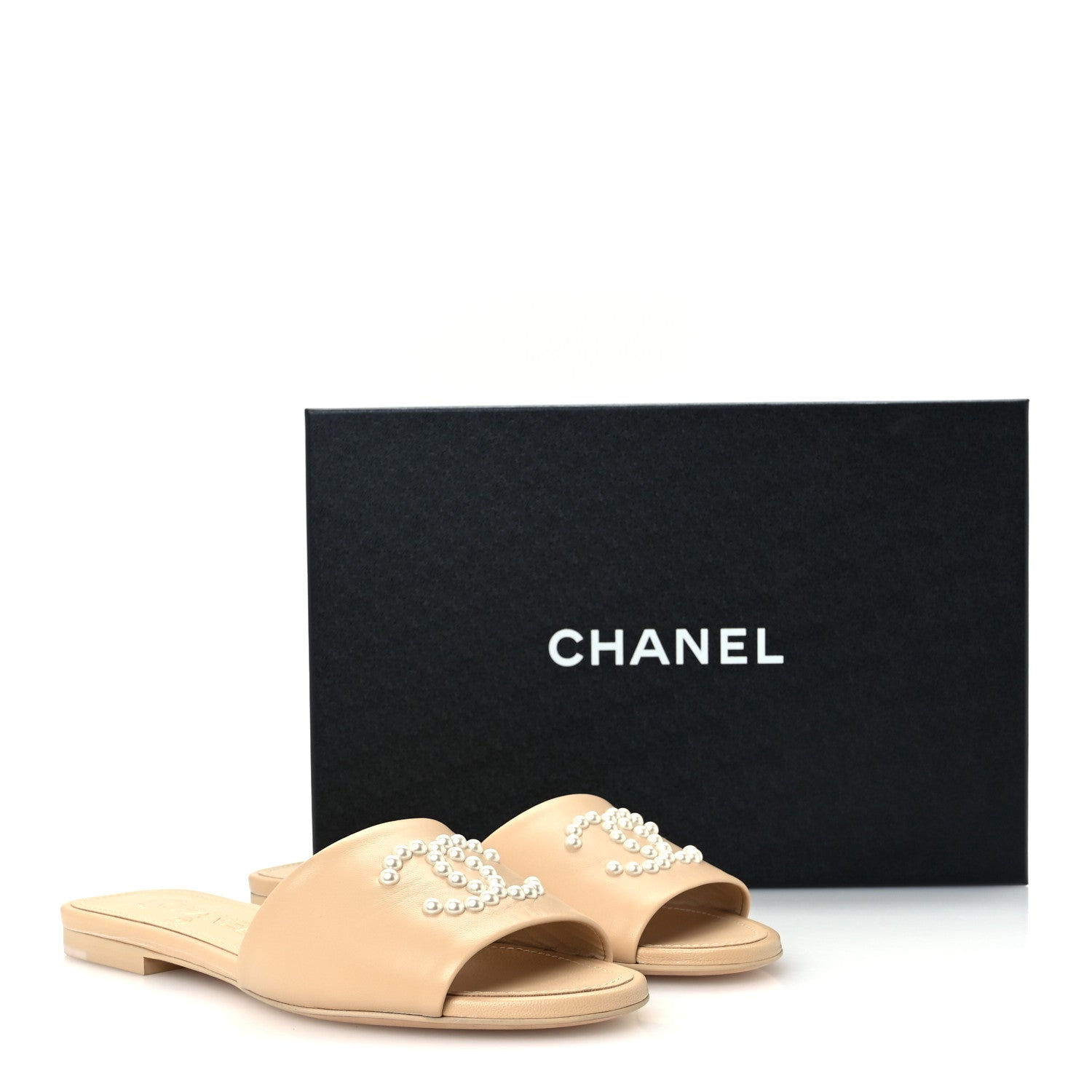 Chanel Lambskin Pearl CC Sandals 36 Beige 10 of 10
