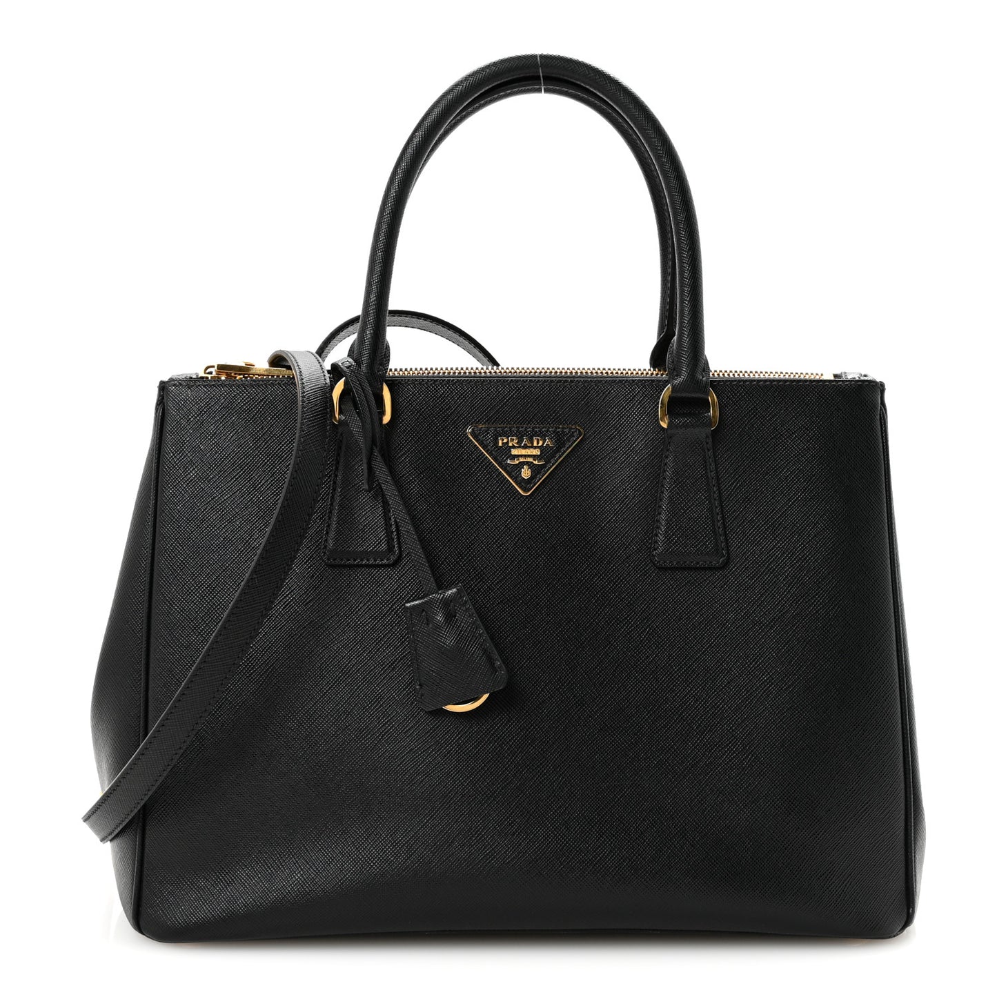 Saffiano Medium Galleria Double Zip Tote Black