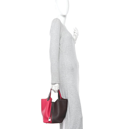 Hermes Taurillon Clemence Casaque Picotin Lock 18 PM Rouge Sellier Framboise 2 of 10