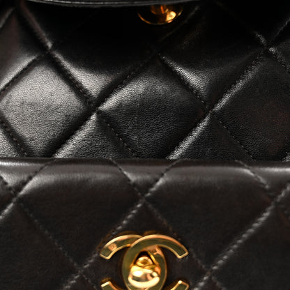 Chanel Lambskin Quilted Drawstring Backpack Black 12 of 12