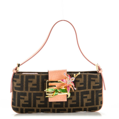 Fendi Zucca Crystal Floral Pochette Tobacco Pink 1 of 7