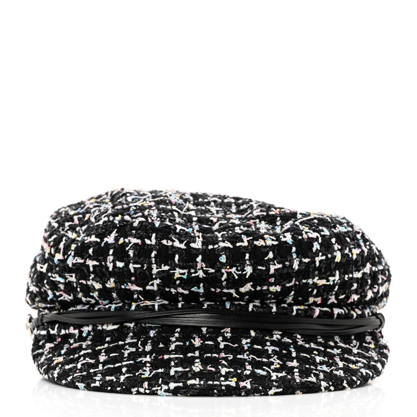 Metallic Tweed Lambskin CC Cap Black White