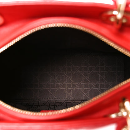 Christian Dior Lambskin Cannage Medium Lady Dior Red 4 of 9