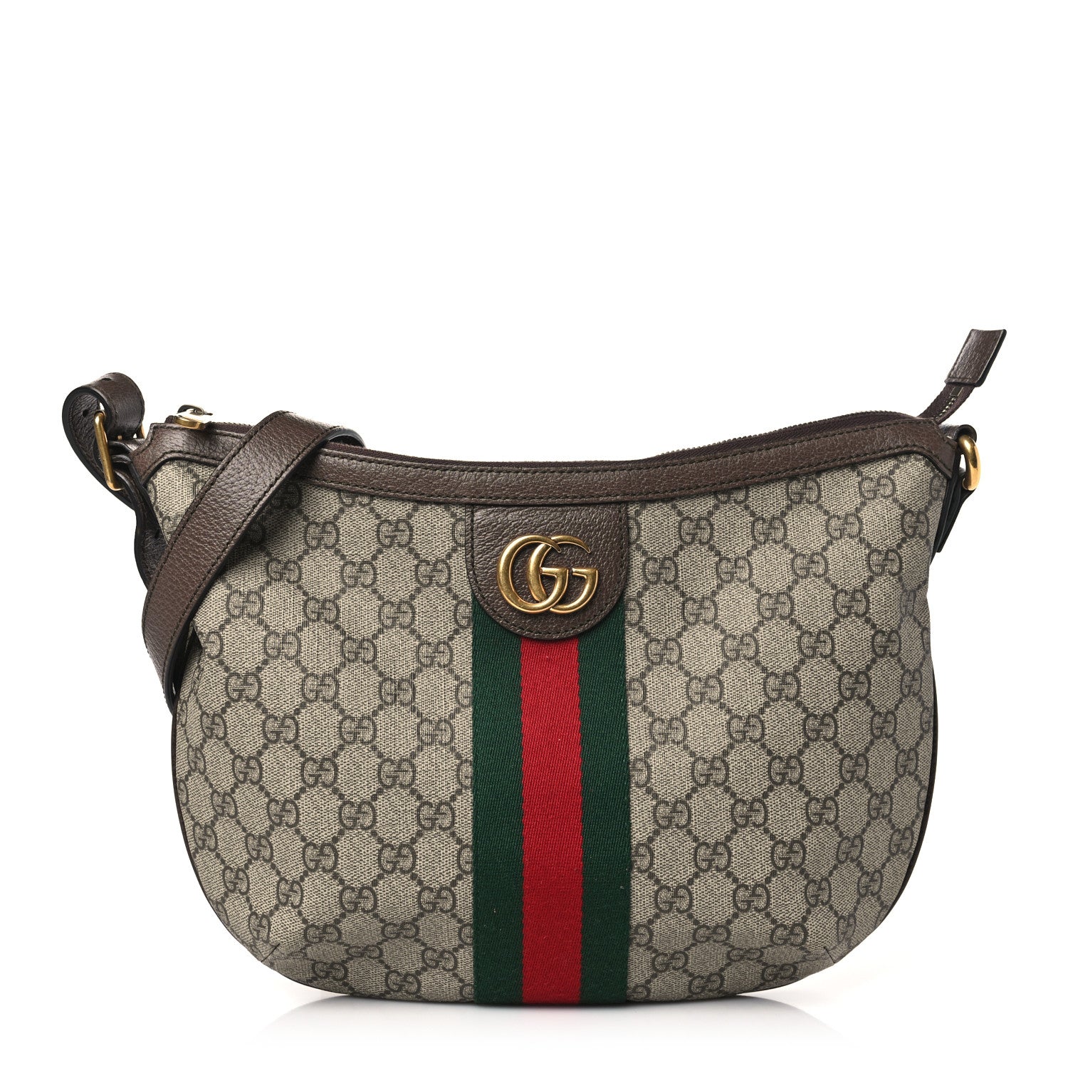 Gucci GG Supreme Monogram Web Small Ophidia Half Moon Hobo Brown 1 of 14