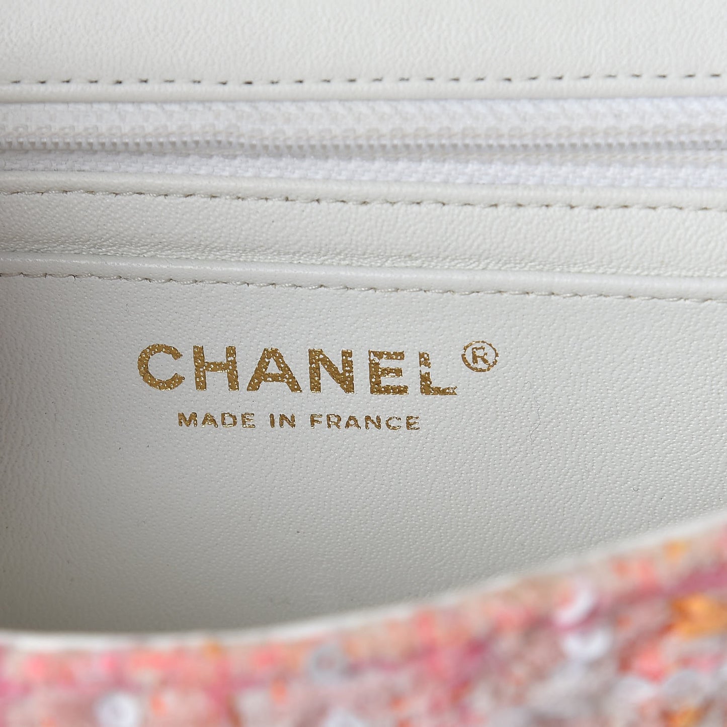 Tweed Braid Sequin Mini Flap White Pink Orange