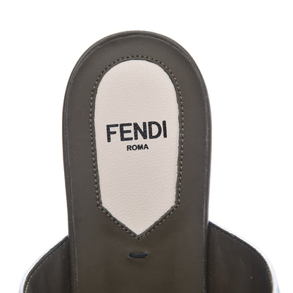 Fendi Vitello FF Embossed Buckle Flat Mules 37.5 Wood 6 of 8