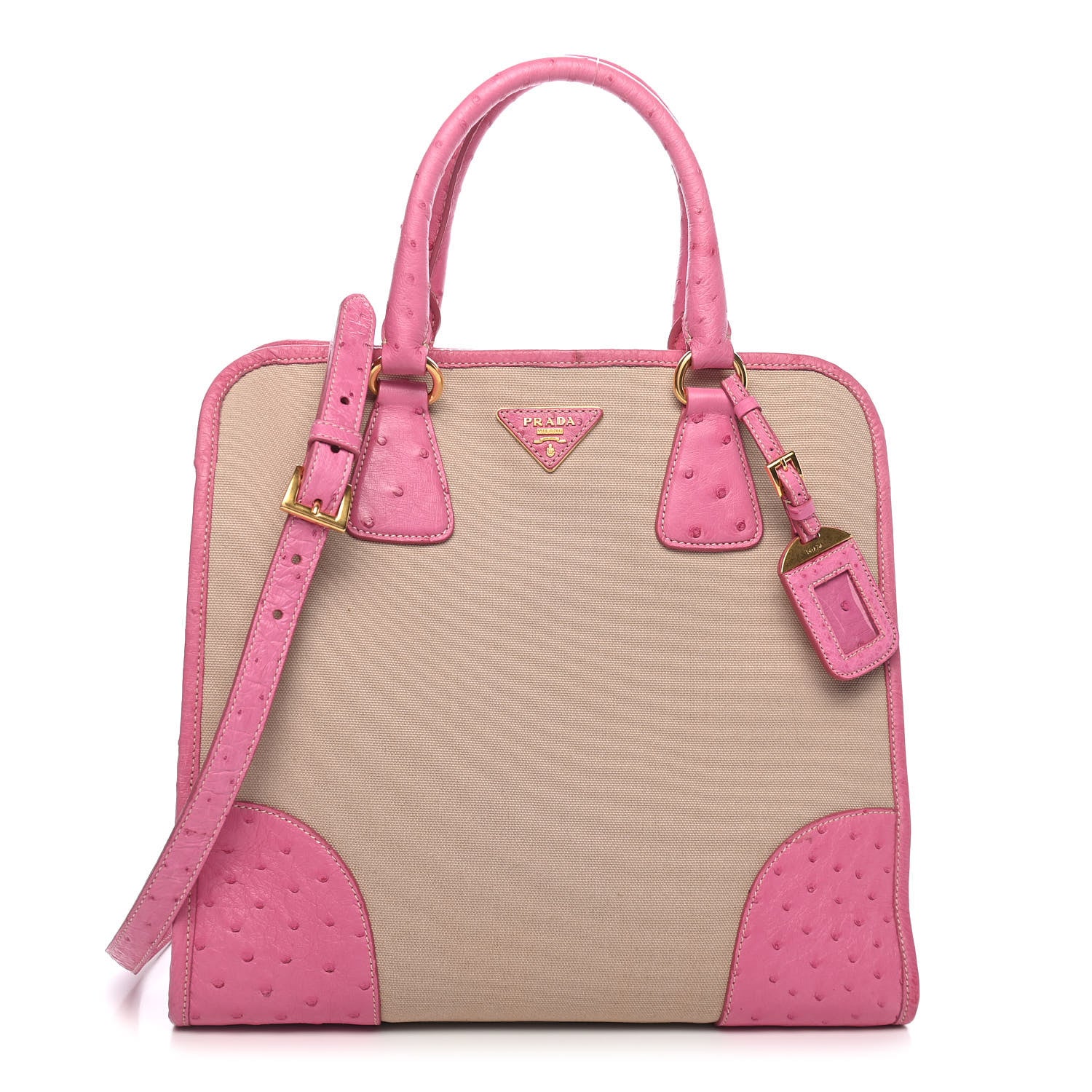 Prada Canapa Ostrich Shopping Tote Corda Geranio 1 of 10