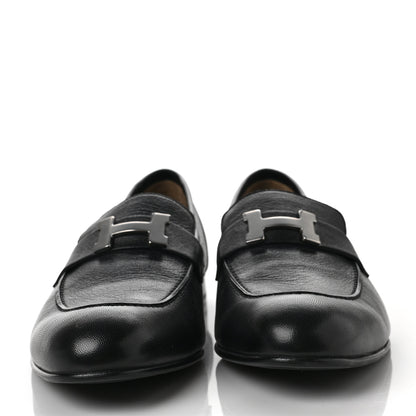 Hermes Goatskin Mens Paris Loafers 44 Black 2 of 8