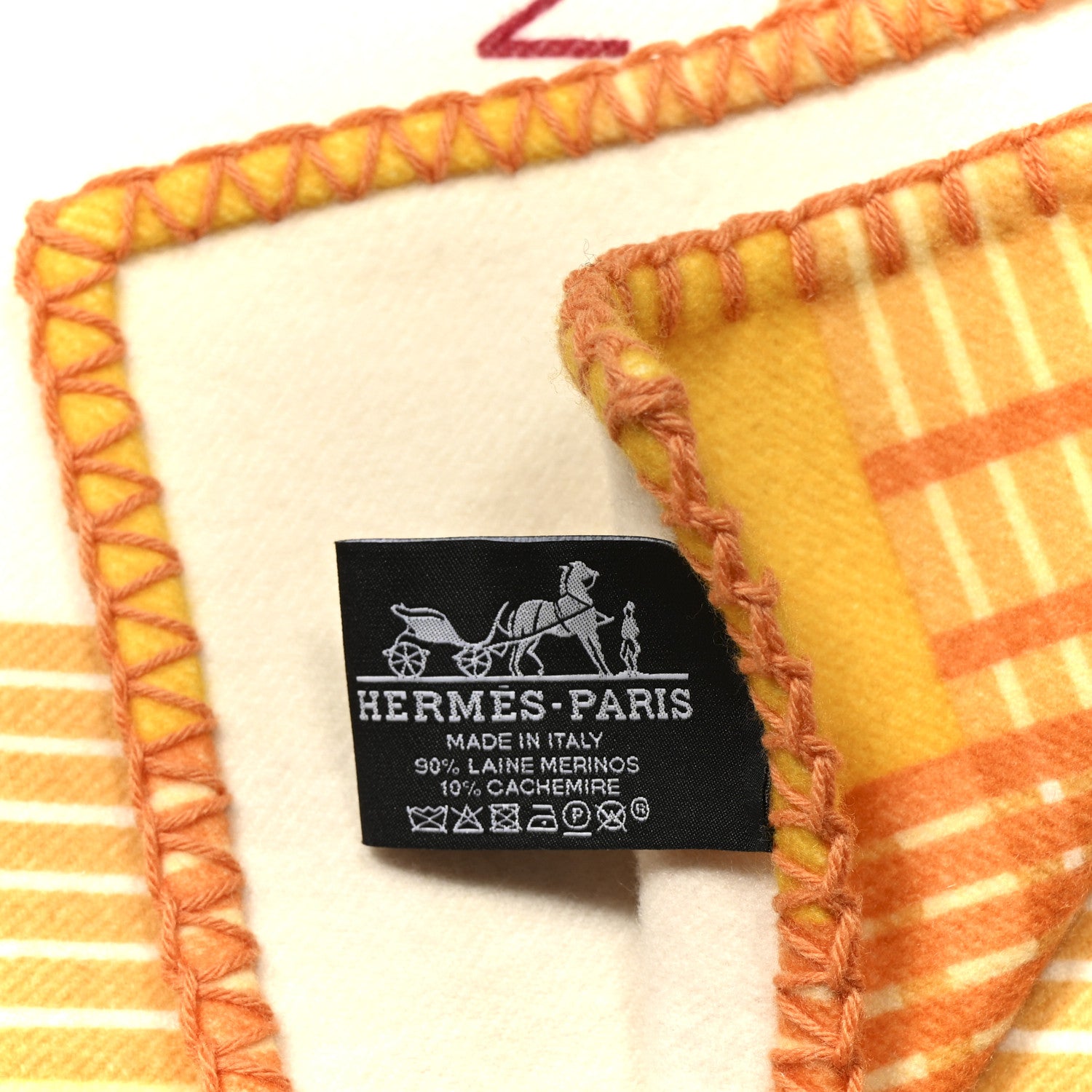 Hermes Wool Cashmere Palmarum Fortunei Blanket Pollen Corail 3 of 3