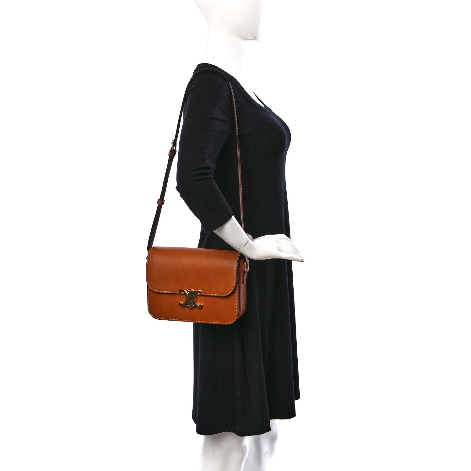 Celine Shiny Calfskin Medium Triomphe Tan 2 of 9