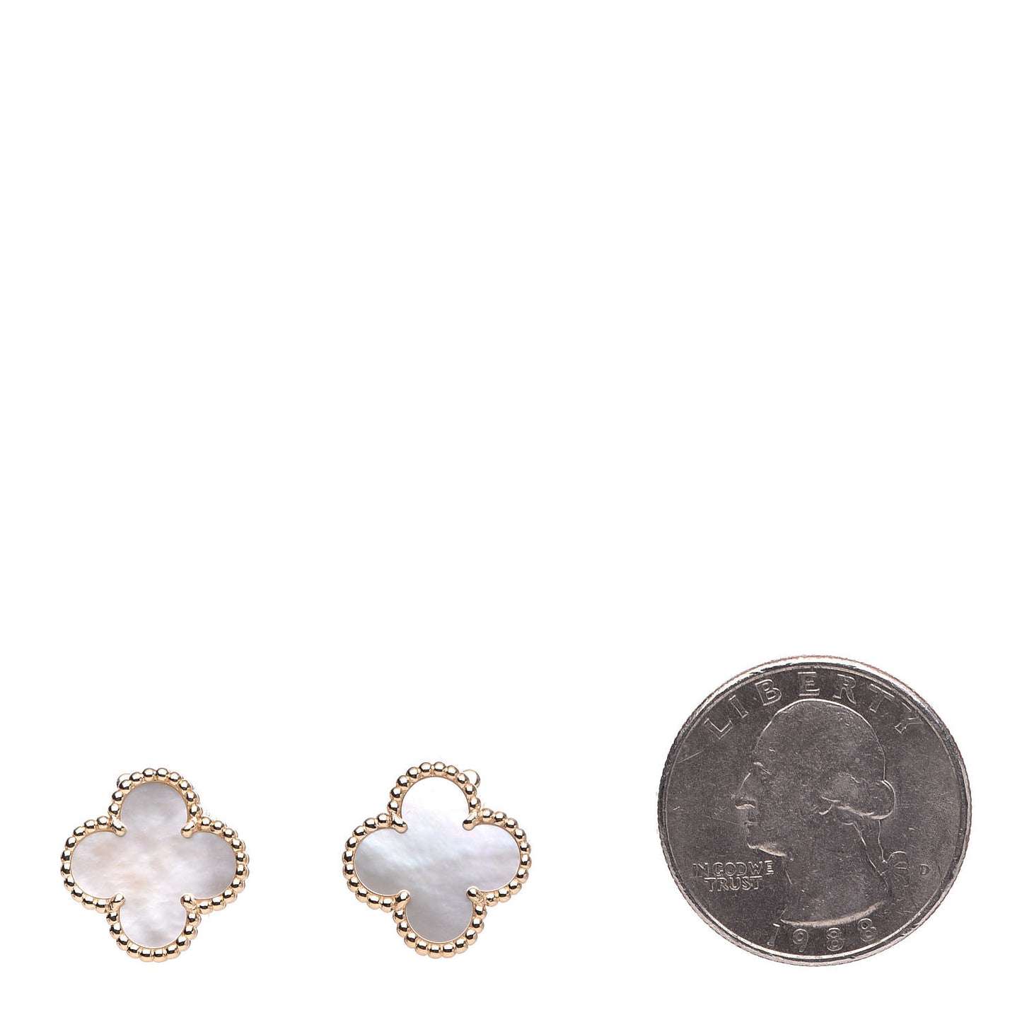 18K Yellow Gold Mother of Pearl Vintage Alhambra Earrings