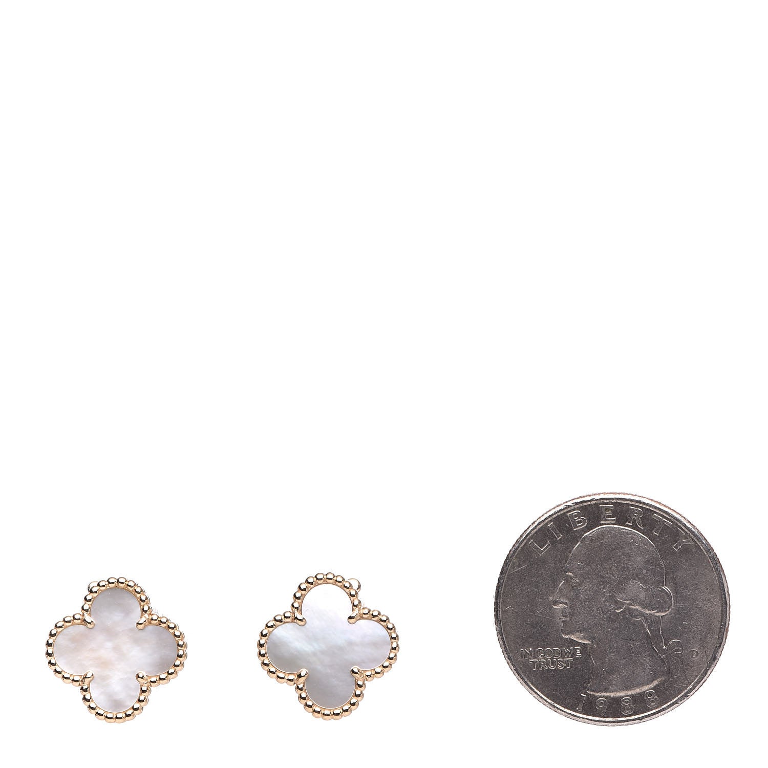 Van Cleef & Arpels 18K Yellow Gold Mother of Pearl Vintage Alhambra Earrings 2 of 6