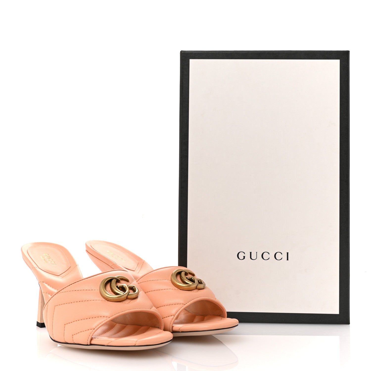 Gucci Nappa Matelasse GG Marmont 75mm Slide Sandals 40 Peachy Chic 9 of 9