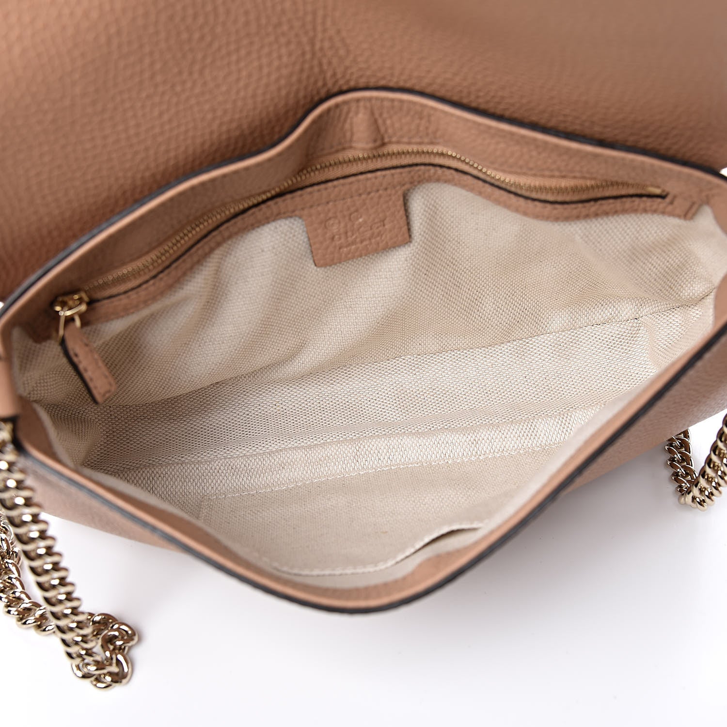 Gucci Pebbled Calfskin Medium Soho Flap Crossbody Camelia 5 of 10