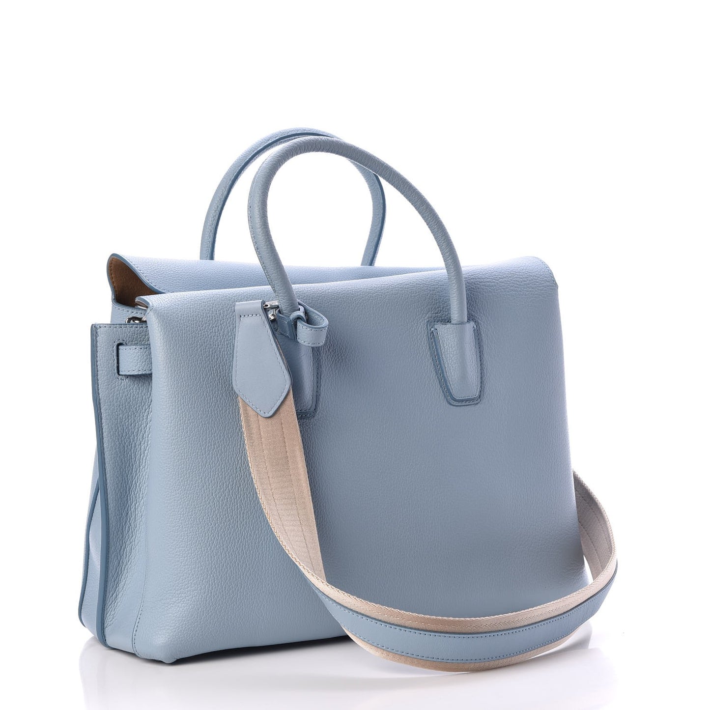 Grained Calfskin Large Milla Tote Sky Blue