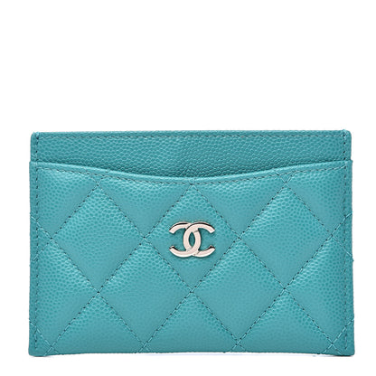 Chanel Caviar Quilted Card Holder Turquoise 1 of 9