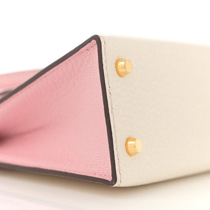 Hermes Chevre Mysore Horseshoe Mini Kelly Sellier 20 Nata Rose Sakura 9 of 12