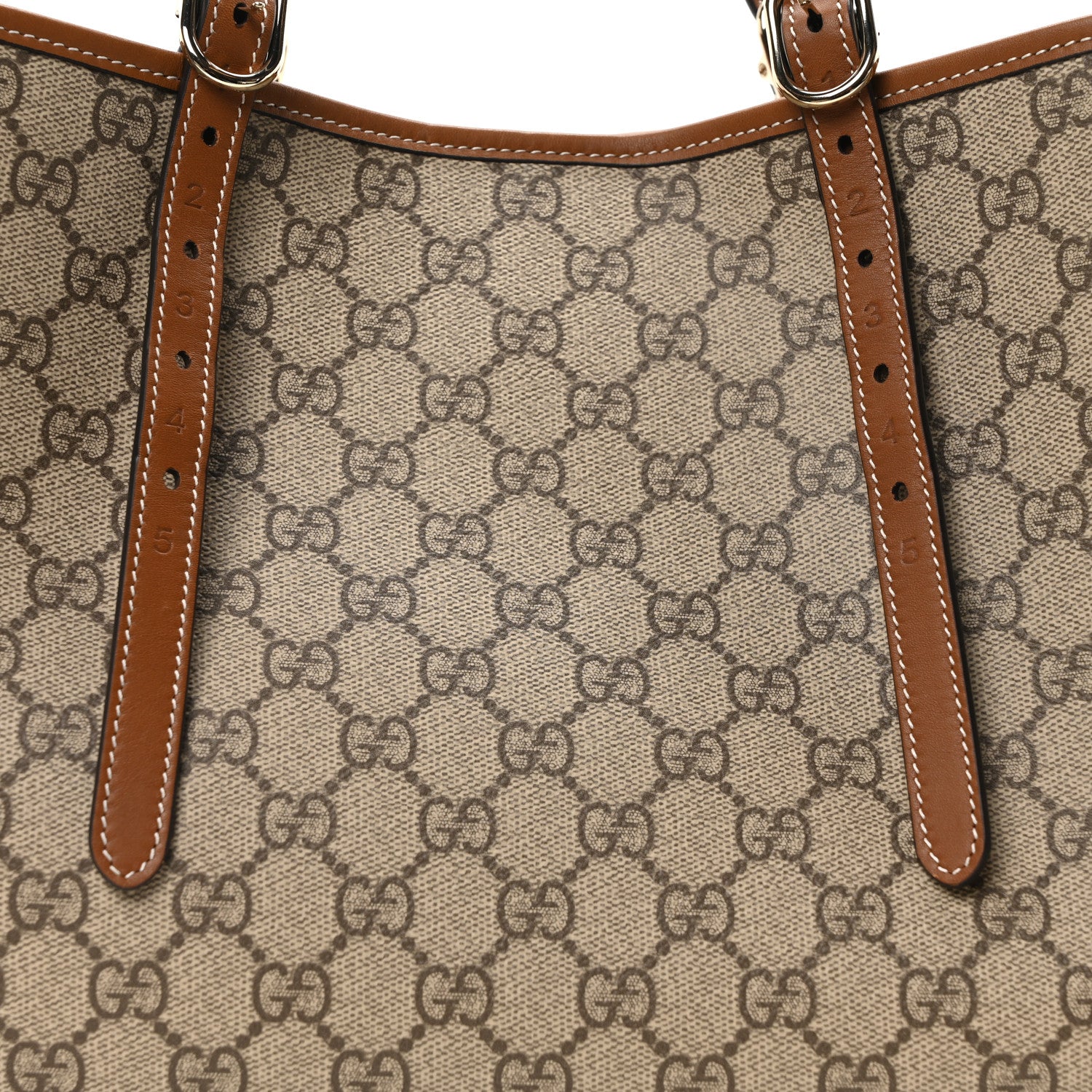 Gucci GG Supreme Monogram Emblem Medium Tote Bag Beige Dark Brown 8 of 10