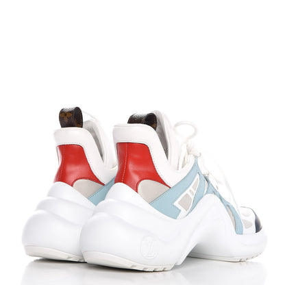 Louis Vuitton Calfskin Technical Nylon LV Archlight Sneakers 38 White Blue Gris 4 of 8