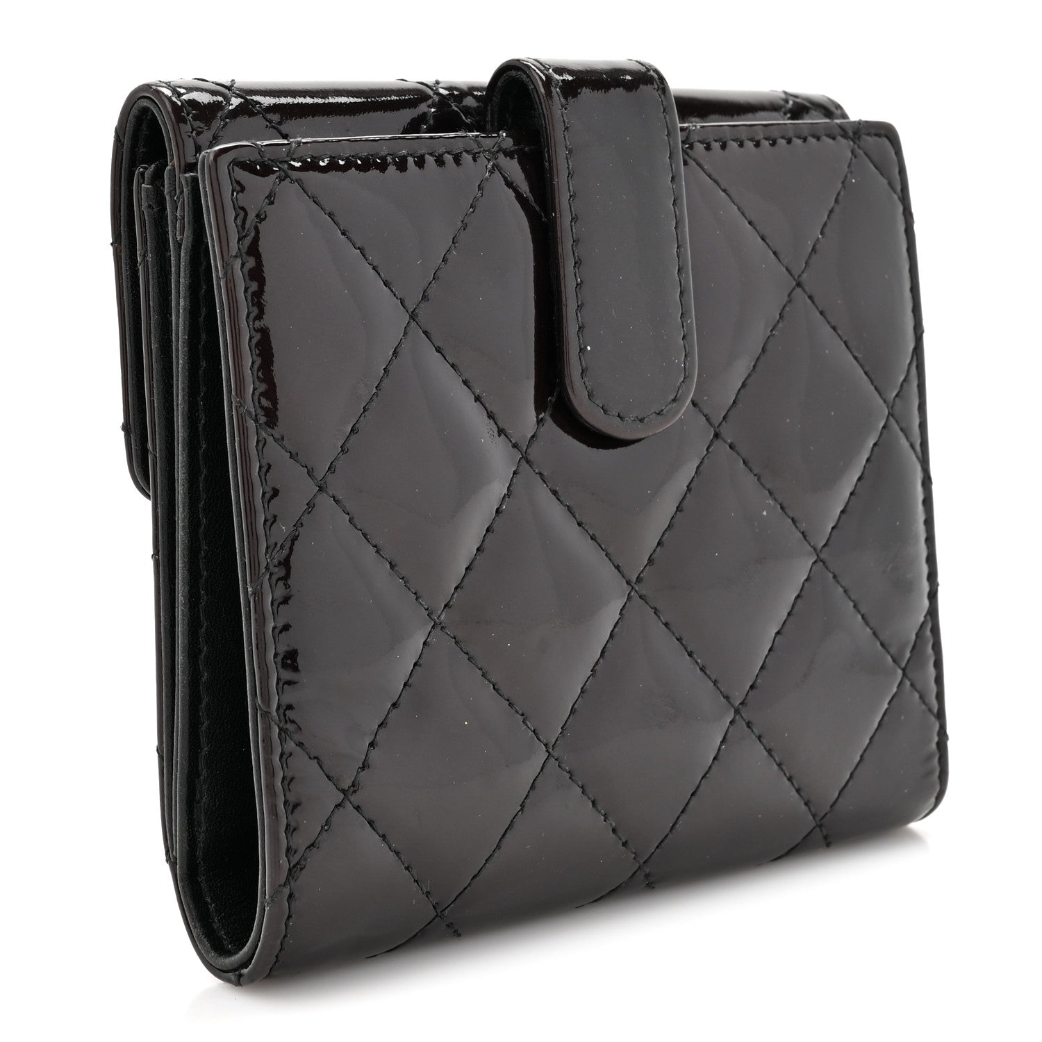 Chanel Patent Quilted Brilliant Compact Wallet Black 3 of 11