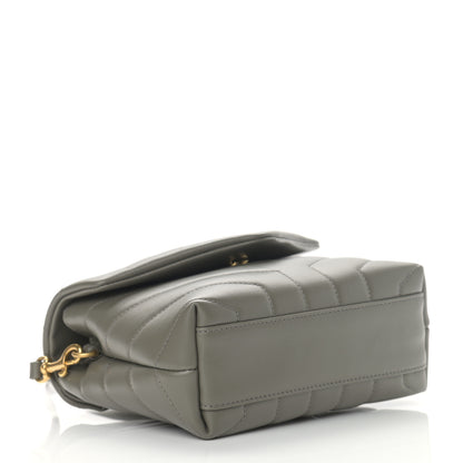 Saint Laurent Calfskin Y Quilted Monogram Toy Loulou Crossbody Bag Grey Kaki 4 of 11