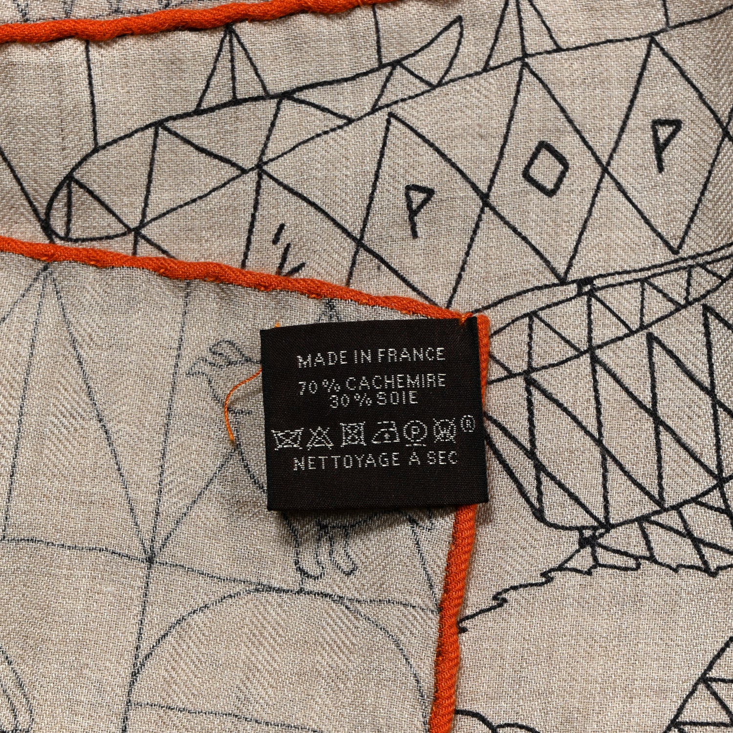 Hermes Cashmere Silk L'Epopee D'Hermes Shawl 140 Naturel Rouge 2 of 3