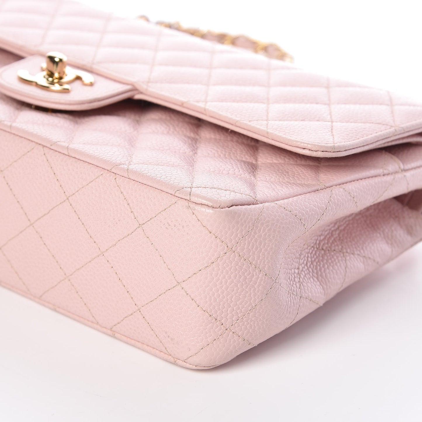 Caviar Quilted Medium Double Flap Pink