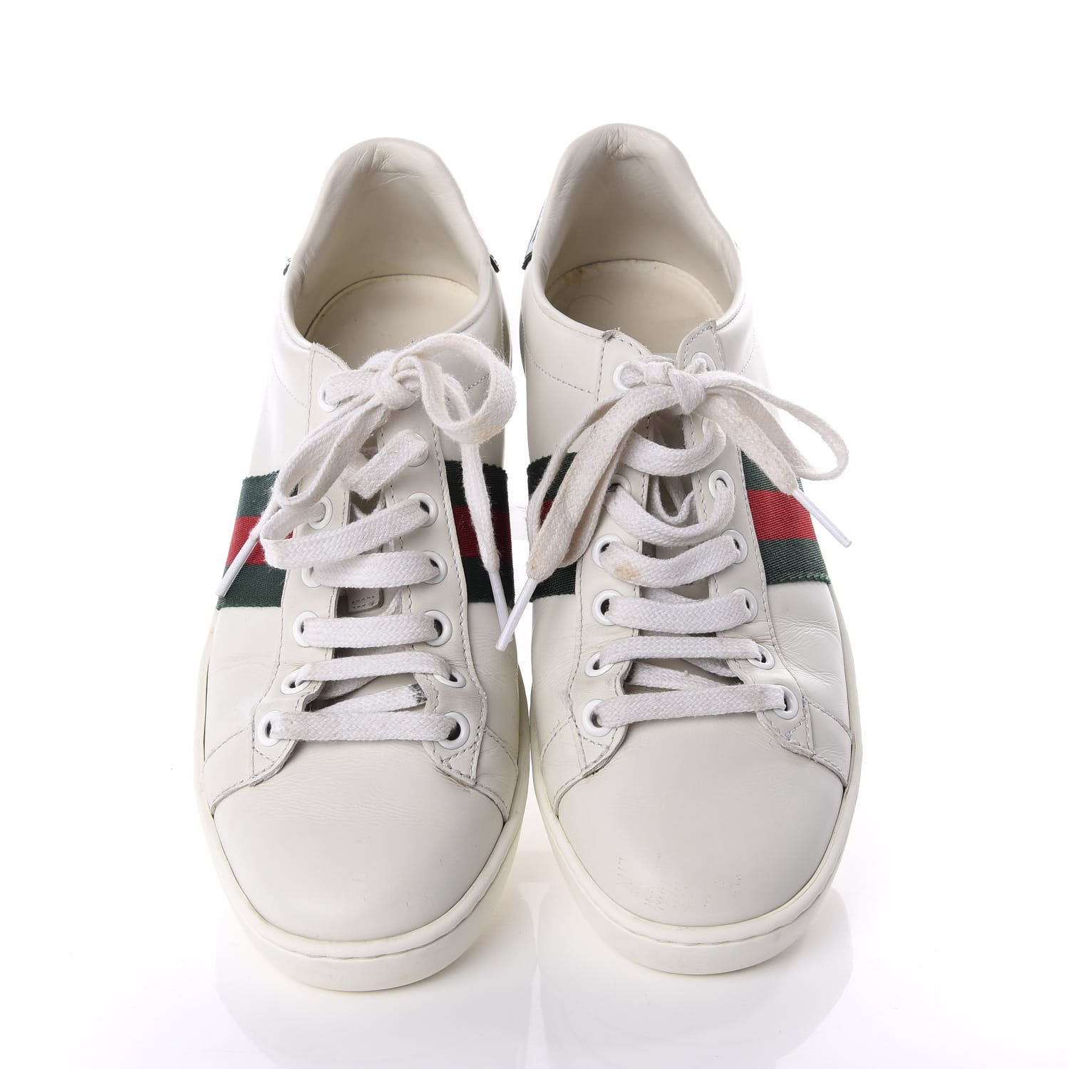 Gucci Calfskin Crocodile Web Ace Sneakers 36.5 White Green 3 of 8