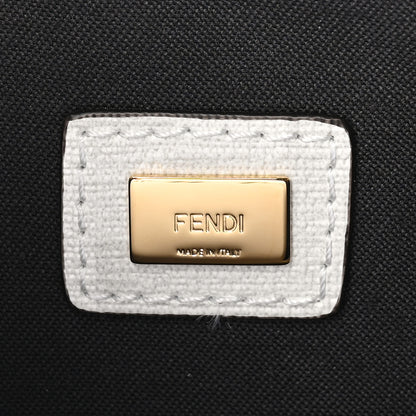 Fendi Glazed Fabric Vitello Liberty FF 1974 Logo Bikini Girls Inlay Large Flat Pouch Bianco Perla Multicolor 6 of 7