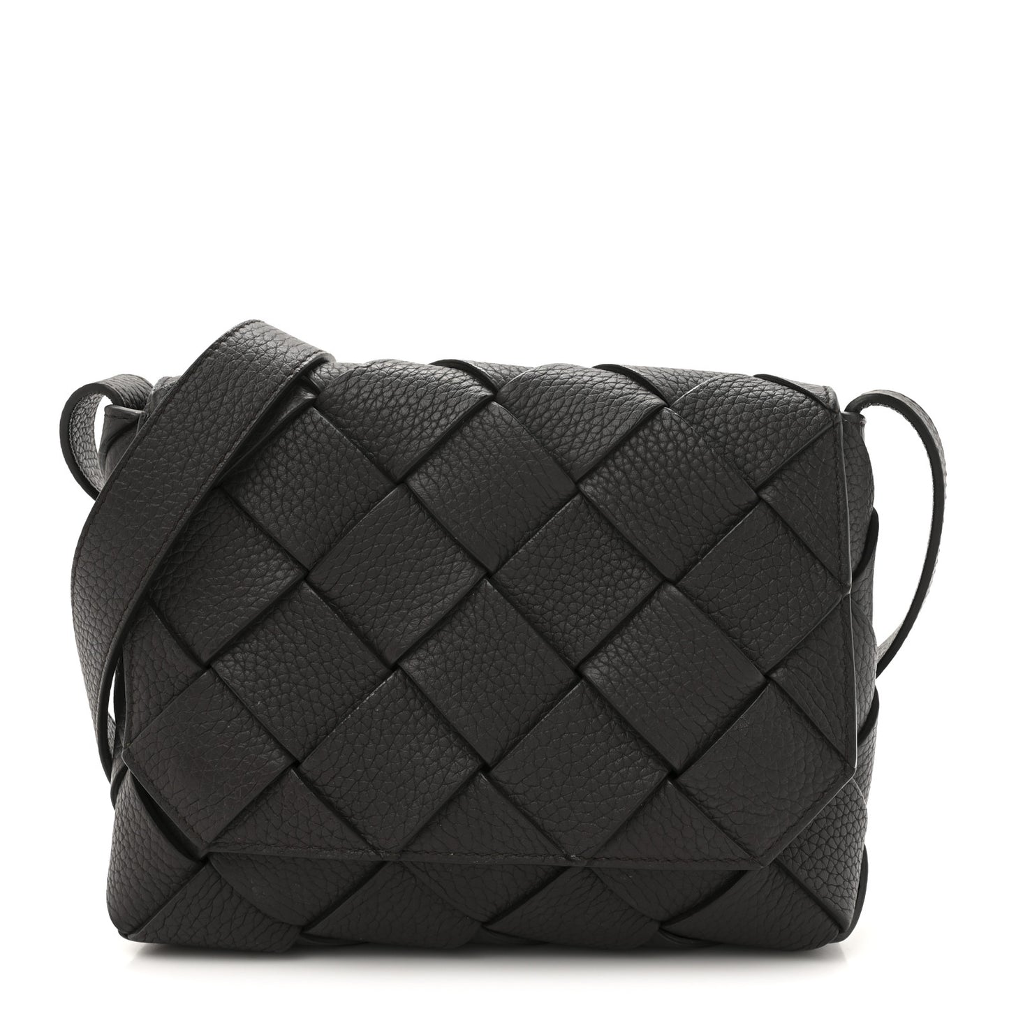 Grained Calfskin Intreccio Small Diago Crossbody Bag Fudge Limonite