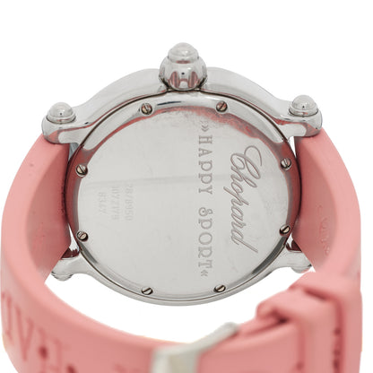 Chopard Stainless Steel Rubber Diamond Pink Sapphire Pink Mother of Pearl 38mm Happy Sport Hearts Quartz Watch 4 of 4