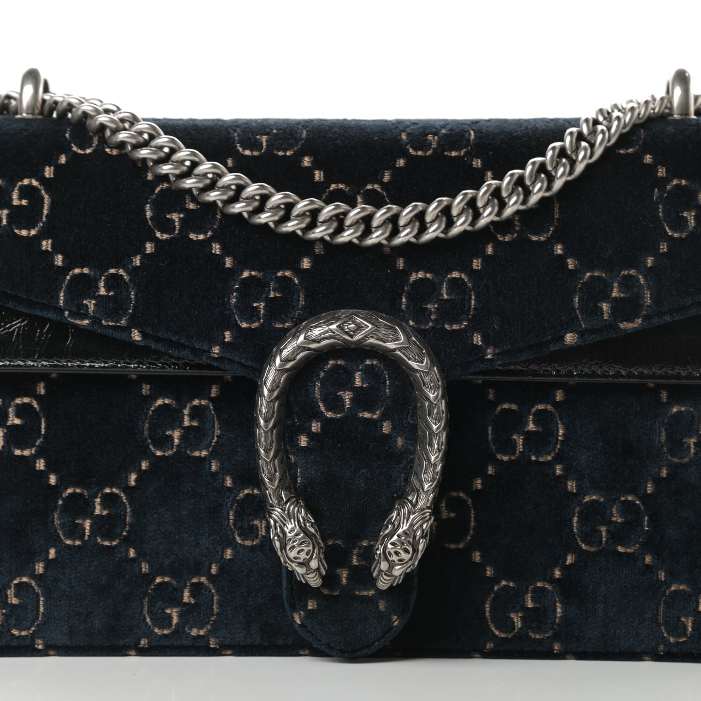 Velvet Skipper GG Monogram Small Dionysus Shoulder Bag Blue Beige Black