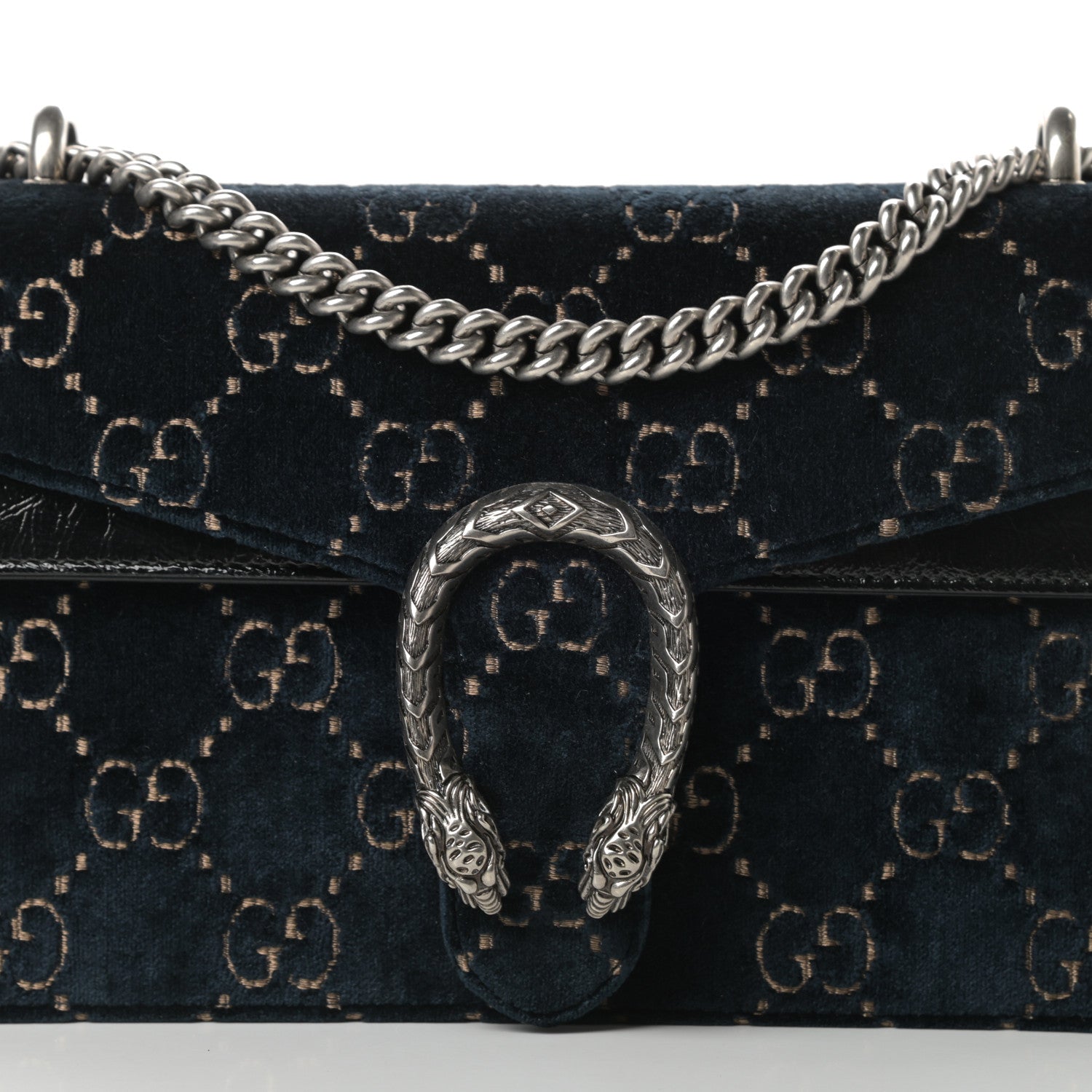 Gucci Velvet Skipper GG Monogram Small Dionysus Shoulder Bag Blue Beige Black 8 of 14