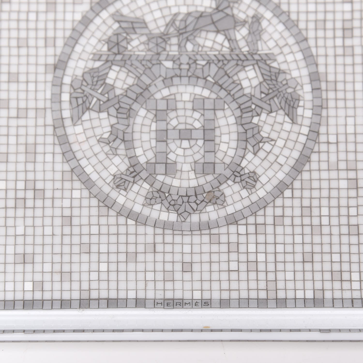 Hermes Porcelain Mosaique Au 24 Sushi Plate Platine 5 of 8