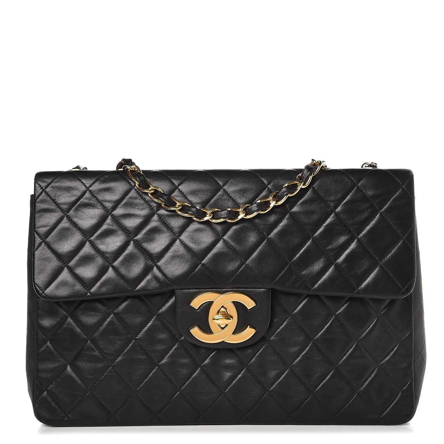 Chanel Lambskin Quilted XL Jumbo Single Flap Black 1 of 10