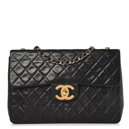 Chanel Lambskin Quilted XL Jumbo Single Flap Black 1 of 10