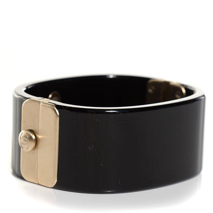 Chanel Resin Baguette Crystal CC Cuff Black 3 of 7