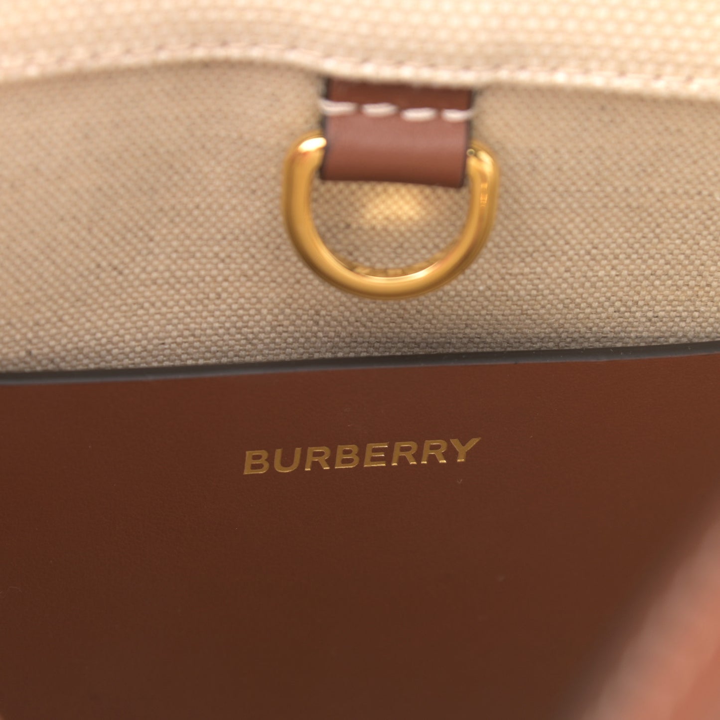 Canvas Smooth Calfskin Mini Two Tone Freya Tote Brown