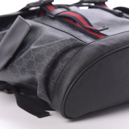 Gucci Soft GG Supreme Monogram Appia Calfskin Web Double Buckle Backpack Black 5 of 10