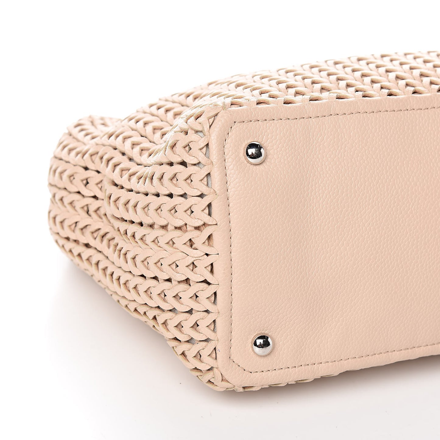 Calfskin Small Braided CC Tote Beige
