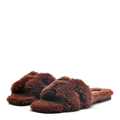 Hermes Woolskin Oran Sandals 40 Cognac 3 of 7