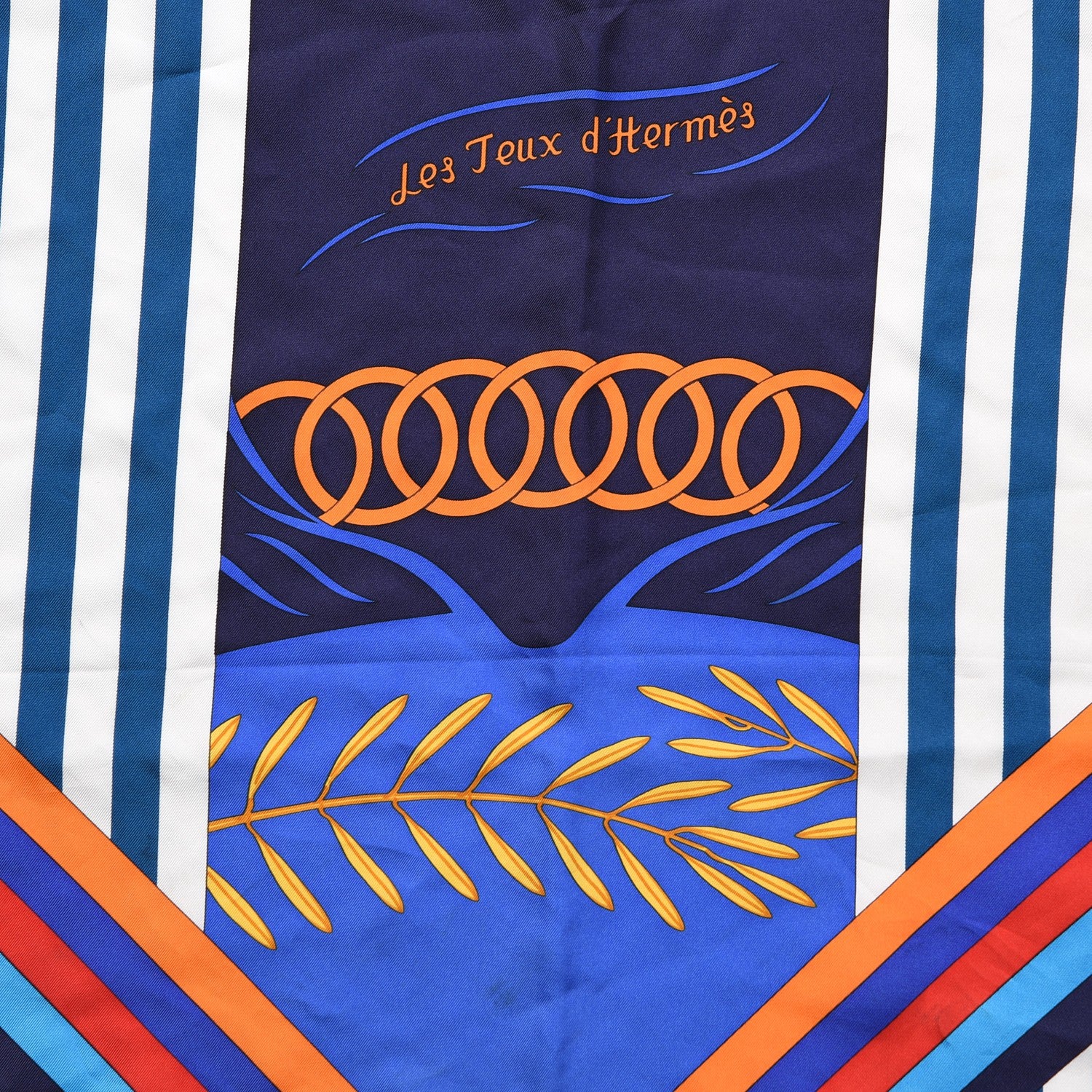 Hermes Silk Les Jeux d'Scarf 90 Caban Bleu Klein Rouge 7 of 14