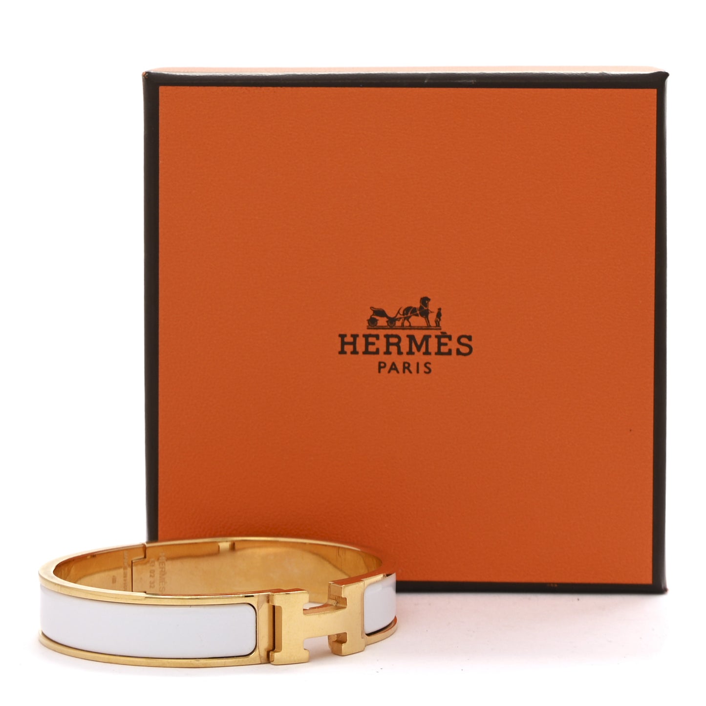 Enamel Narrow Clic Clac H Bracelet GM White