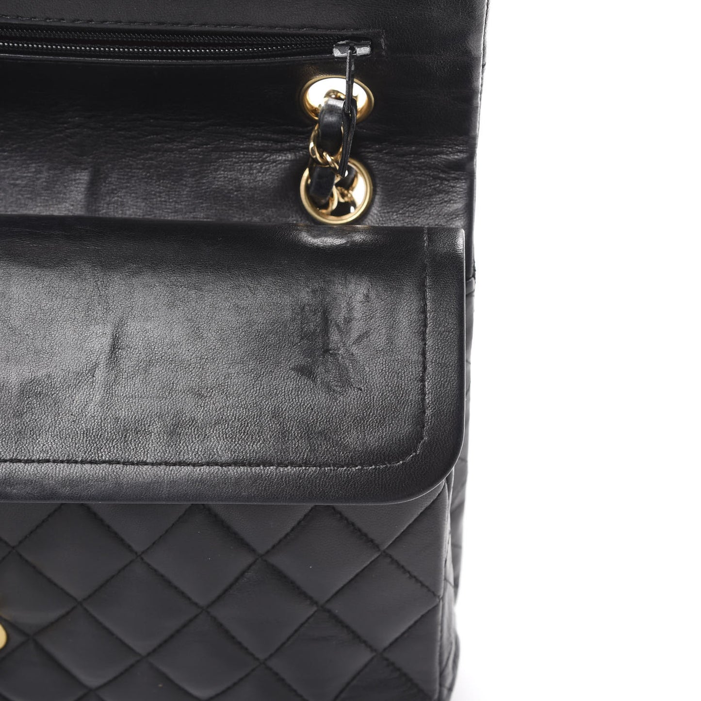 Lambskin Quilted Medium Double Flap Black