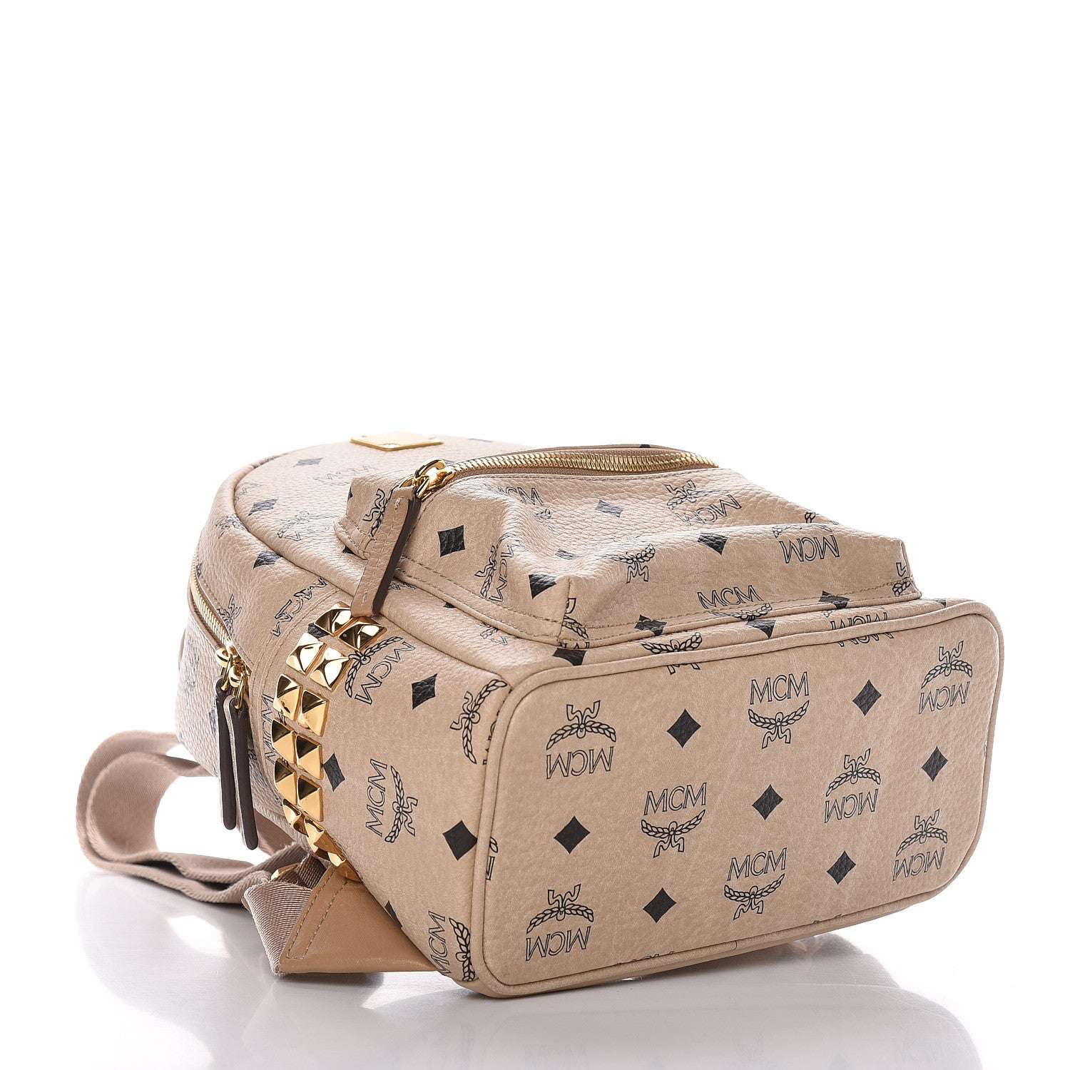MCM Visetos Side Stud Mini Stark Backpack Beige 4 of 11