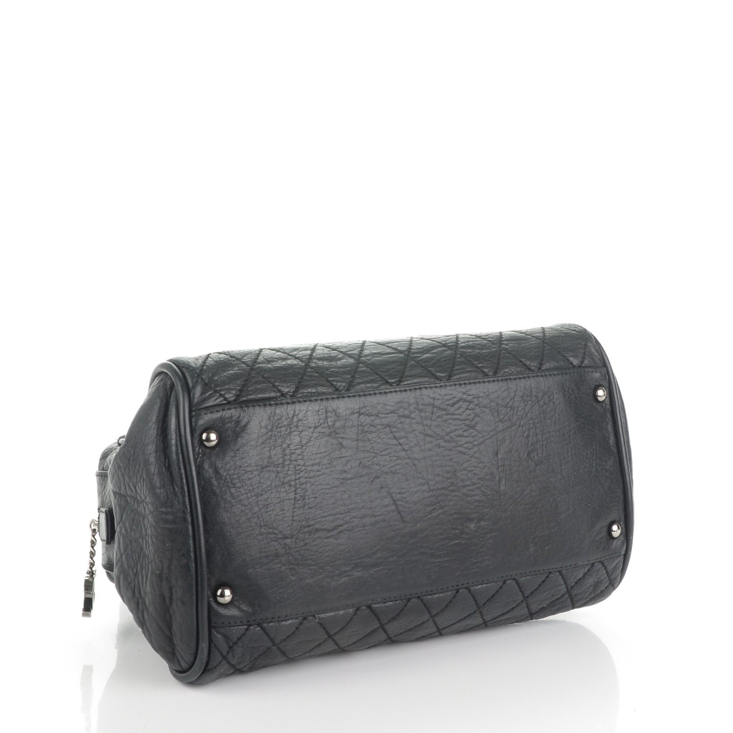 Distressed Lambskin Lady Braid Bowler Black