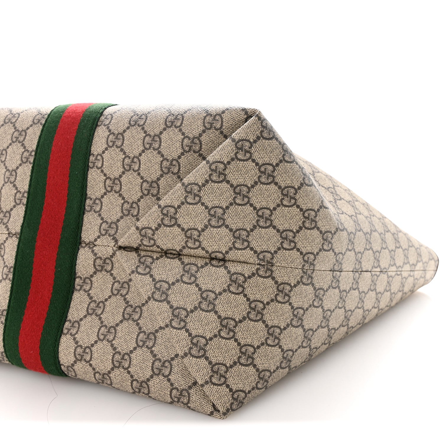 Gucci GG Supreme Monogram Calfskin Web Large Ophidia Tote Beige Dark Brown 9 of 10