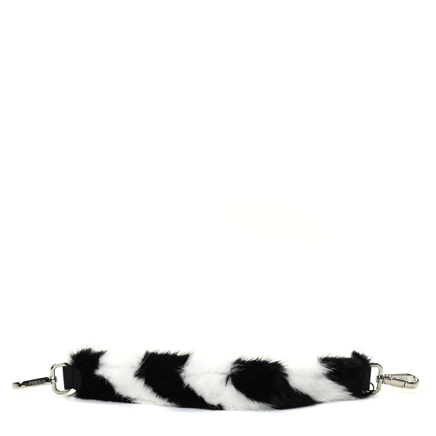 Fendi Mink Fur Vitello Dolce Pequin Mini Strap You Black White 1 of 4
