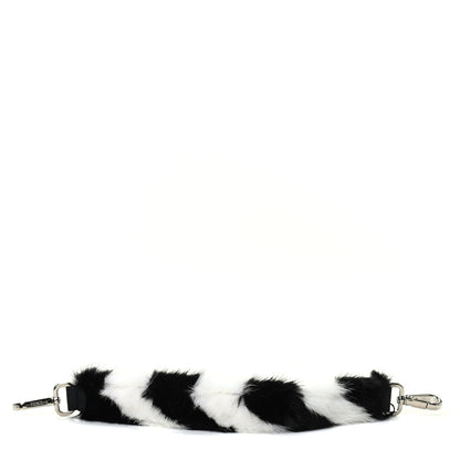 Fendi Mink Fur Vitello Dolce Pequin Mini Strap You Black White 1 of 4