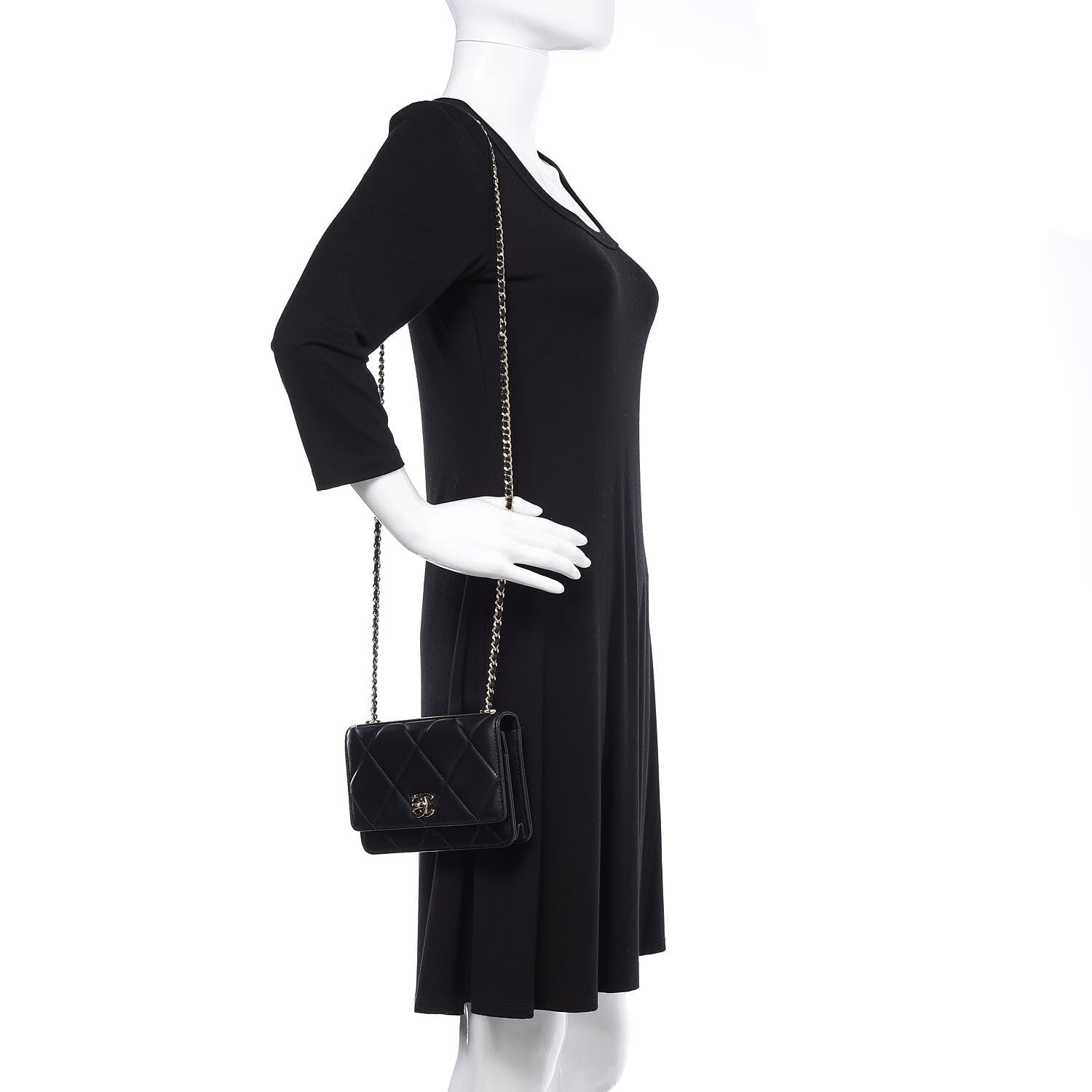 Chanel Lambskin Quilted Trendy CC Wallet On Chain WOC Black 2 of 12